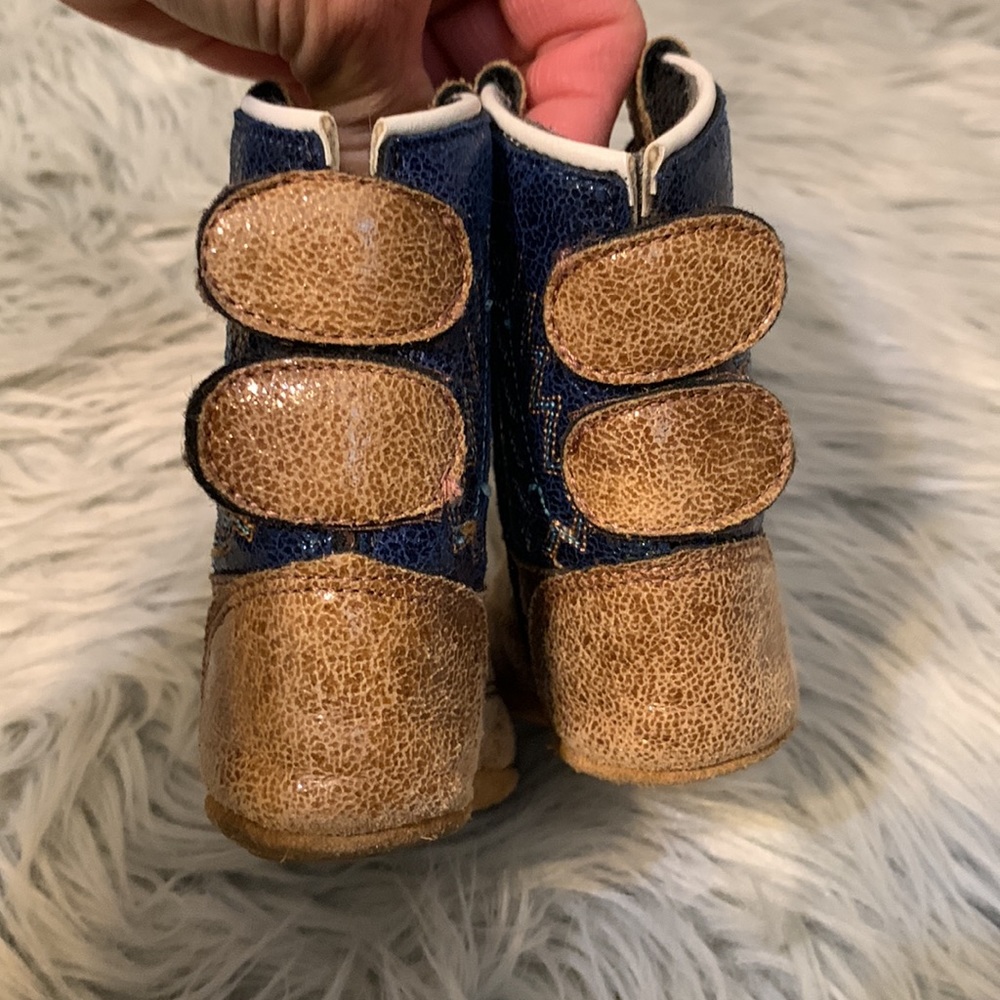 Baby Old West cowboy boots Velcro back size 3 - Picture 4 of 7